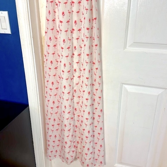 Women’s Be By Chetta B Flamingo Polyester White & Pink Maxi Dress Size 6 - Picture 8 of 12